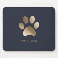 Faux Gold Paw Print On Rich Navy