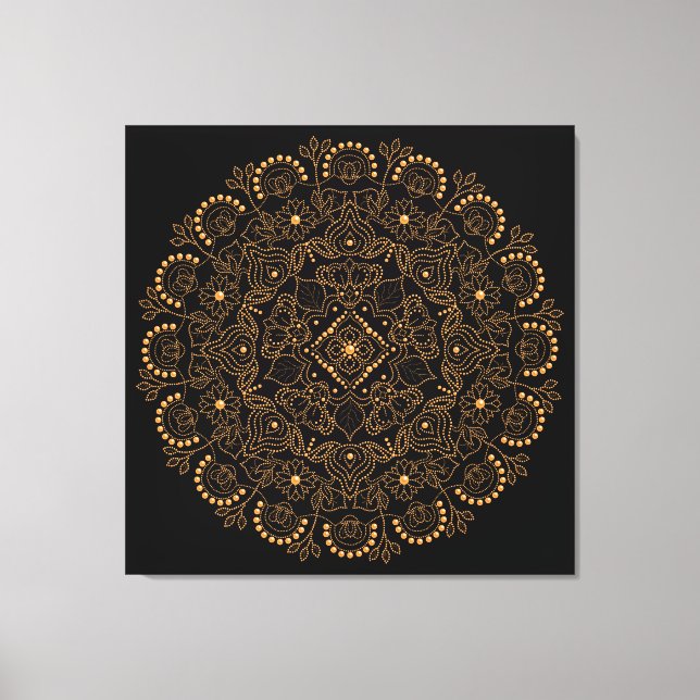 Faux Gold Pearl Bead Mandala Canvas Print (Front)