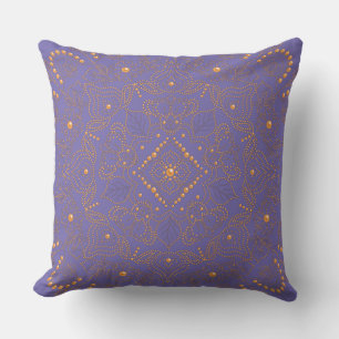 Faux Gold Pearl Bead Mandala Print Cushion