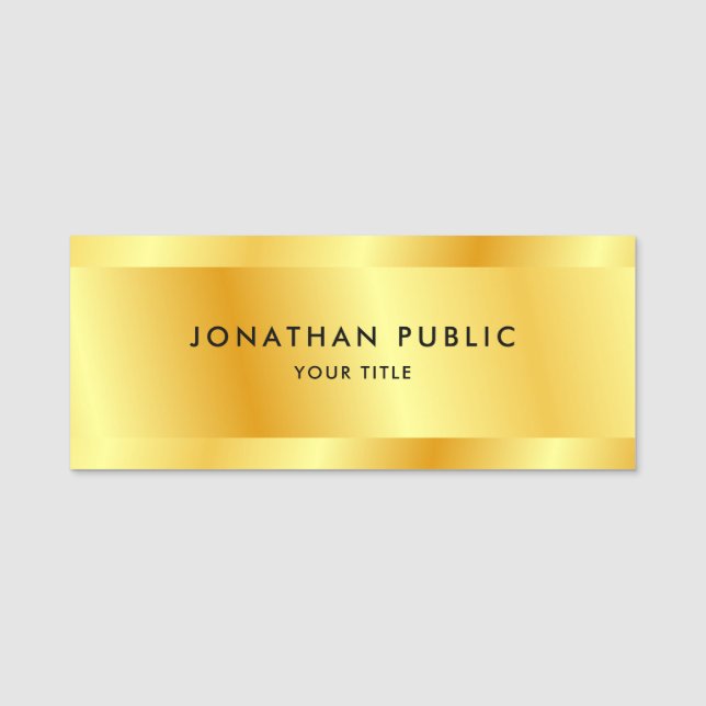 Faux Gold Personalised Template Elegant Modern Name Tag (Front)