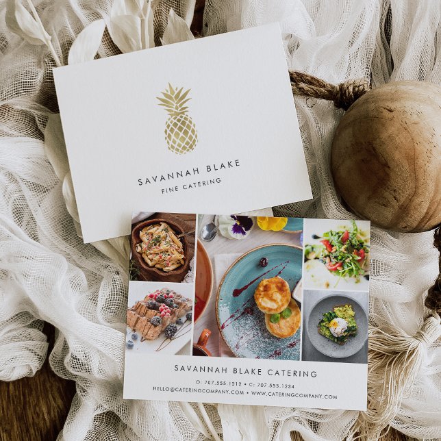 Faux Gold Pineapple Promotional Photo Collage Postcard (Creator Uploaded)