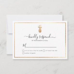 Faux Gold Pineapple RSVP cards