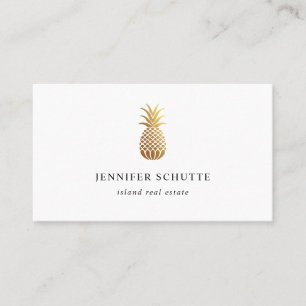 Faux Gold Pineapple Tropical Real Estate Agent Business Card