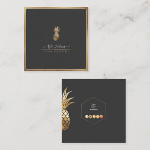 FAUX GOLD PINEAPPLES DIY BACKGROUND SQUARE BUSINESS CARD