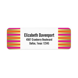 Faux Gold, Pink and Orange Striped Pattern