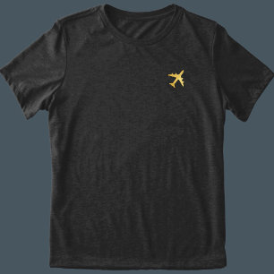 Faux Gold Plane Pocket Aeroplane Tri-Blend Shirt