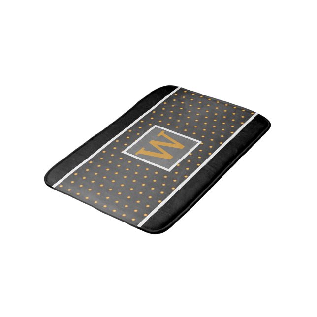 Faux Gold Polka Dots on Grey Gradient Bath Mat (Angled)