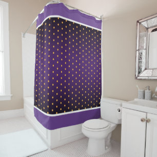 Faux Gold Polka Dots on Purple Gradient Shower Curtain
