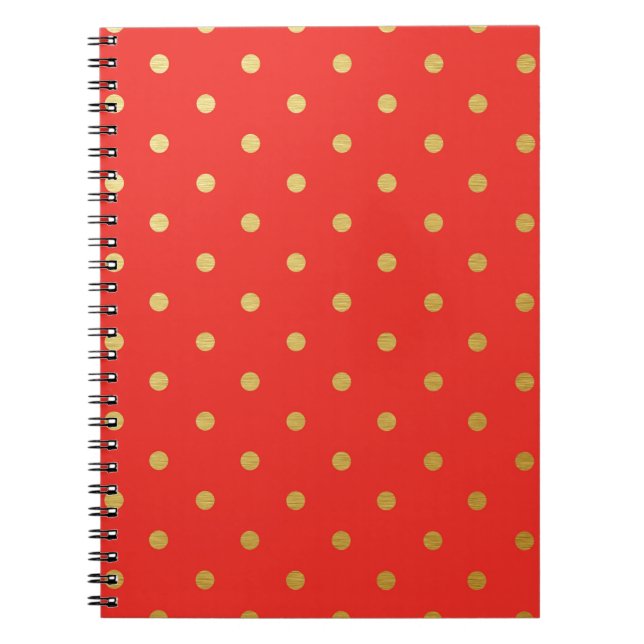 Faux Gold Polka Dots Red Metallic Notebook (Front)
