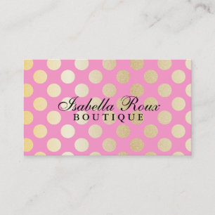 Faux Gold Polka Dots with Pink Business Card