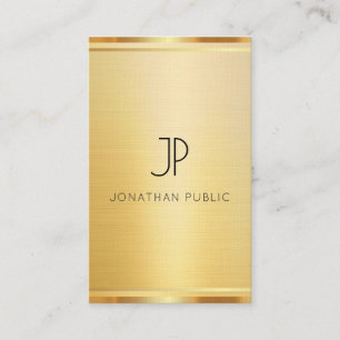 Faux Gold Premium Linen Vertical Modern Luxury Business Card