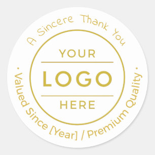 Faux Gold Professional Business Logo Sincere Classic Round Sticker