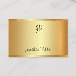 Faux Gold Professional Handwritten Monogram Modern Business Card