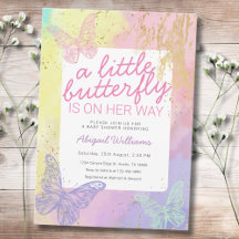 Faux Gold Rainbow Butterflies Girl Baby Shower