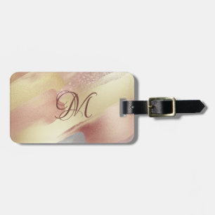 Faux Gold Rose Gold Monogram Luggage Tag