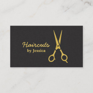 Faux Gold Scissors Haircut Hair Stylist Chevron Business Card
