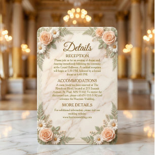 Faux Gold Script Cream Stone Floral Garden Enclosure Card