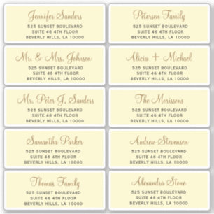 Faux gold script individual guest address labels