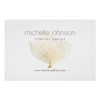 Faux Gold Sea Fan Coral Interior Designer White