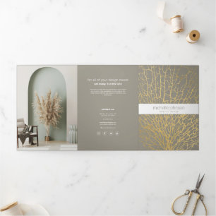 Faux Gold Sea Fan Pattern Interior Design Brochure