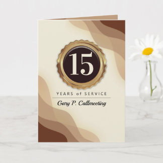 Faux gold seal milestone employee anniversary card