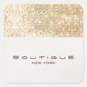 FAUX Gold Sequins Linen Look Trendy and Chic Square Sticker