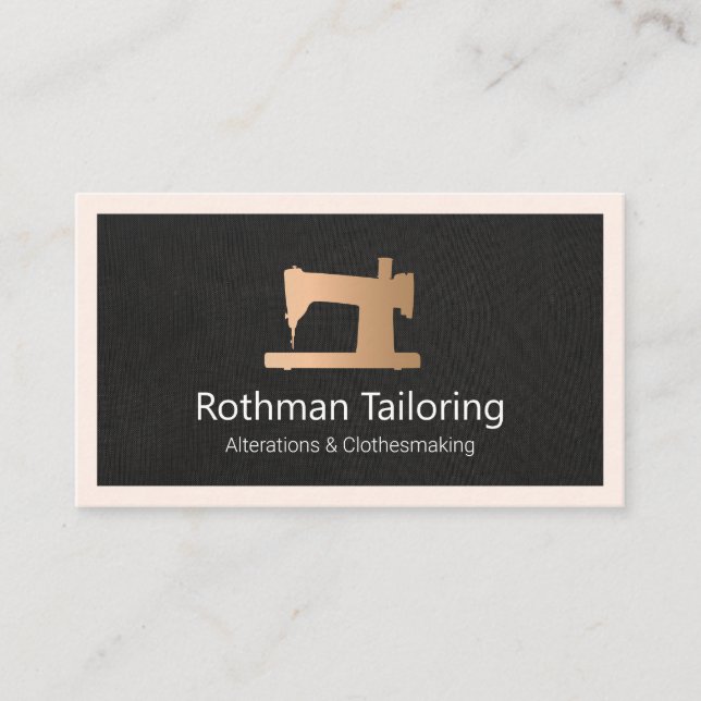 Faux Gold Sewing Machine Seamstress Calling Card (Front)