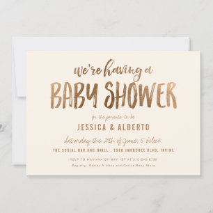 Faux Gold Shimmer Chic Baby Shower Invitation