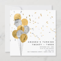 Faux Gold & Silver Foil Modern Adult Birthday