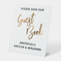 Faux Gold Simple Typography Guest Book