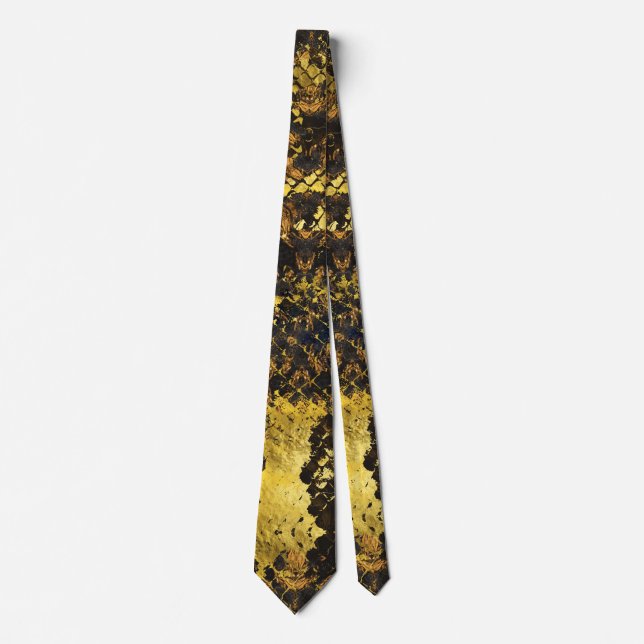Faux gold snake skin texture on dark marble tie (Front)
