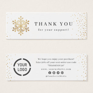 Faux gold Snowflake Christmas Thank You Insert