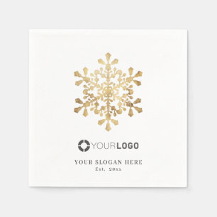 Faux gold snowflake company logo Christmas Napkin