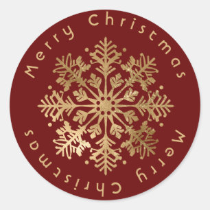 Faux Gold Snowflake Elegant Christmas Class Classic Round Sticker