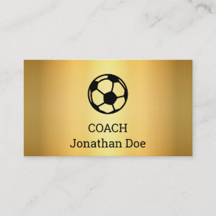Faux Gold Soccer Coach Business Card