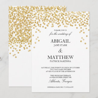 Faux Gold Sparkle Confetti Wedding Invitation