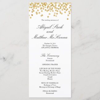 Faux Gold Sparkle Confetti Wedding Program Programme