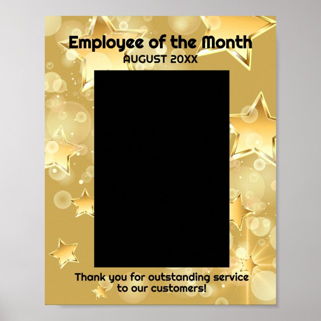 Faux gold-sparkle employee of the month photo poster (Front)