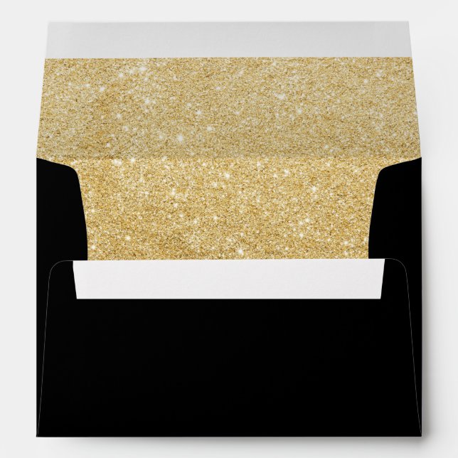 Faux Gold Sparkle Lined Wedding Invitation Envelopes (Back (Bottom))