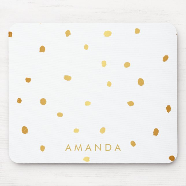 Faux GOLD SPOT DOTS  PERSONALIZE ADD YOUR NAME Mouse Pad (Front)