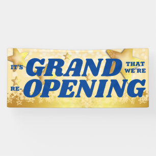 Faux gold stars grand re-opening welcome back banner