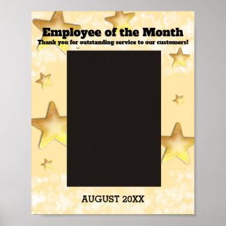 Faux gold stars sparkle employee of the month 8x10 poster