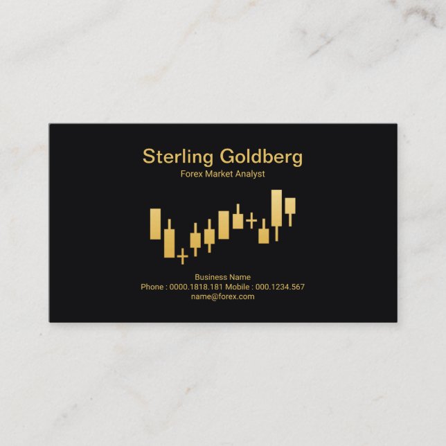 Faux Gold Stock Exchange Graph Forex Dealer Business Card (Front)