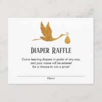 Faux Gold Stork Baby Shower Diaper Raffle Tickets