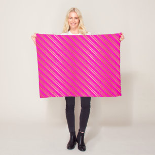 FAUX GOLD STRIPES ON PINK FLEECE BLANKET