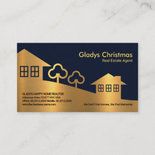 Faux Gold Texture Home Landscape Real Estate Agent Business Card