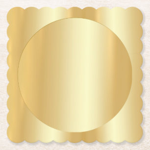 Faux Gold Trendy Modern Glamourous Blank Elegant Paper Coaster