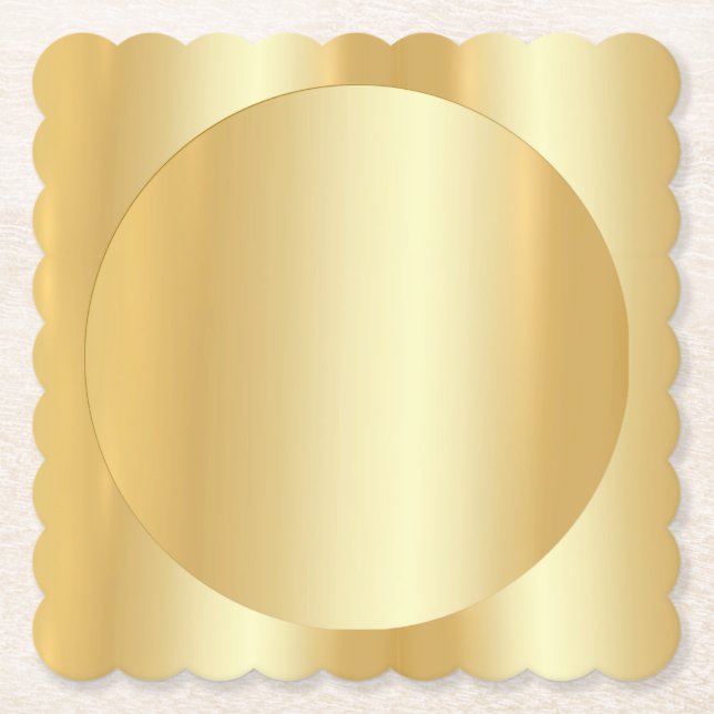 Faux Gold Trendy Modern Glamourous Blank Elegant Paper Coaster (Front)