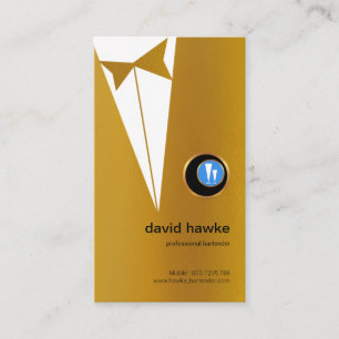 Faux Gold Tuxedo Gold Boutonniere Bartender Logo Business Card