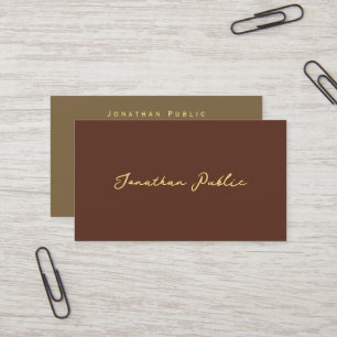 Faux Gold Typography Script Text Elegant Colors Business Card